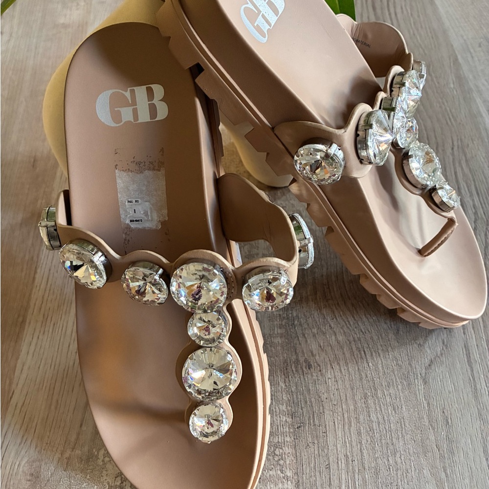 Gianni Bini Tan Sandals with Sparkling Embellishments
